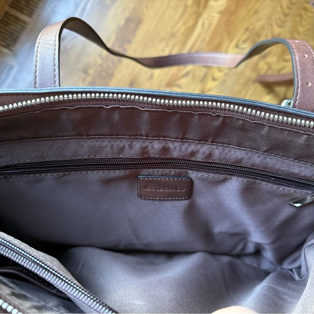 Westbronco Vegan Leather Tote Bag in Coffee Color - Picture 10 of 14